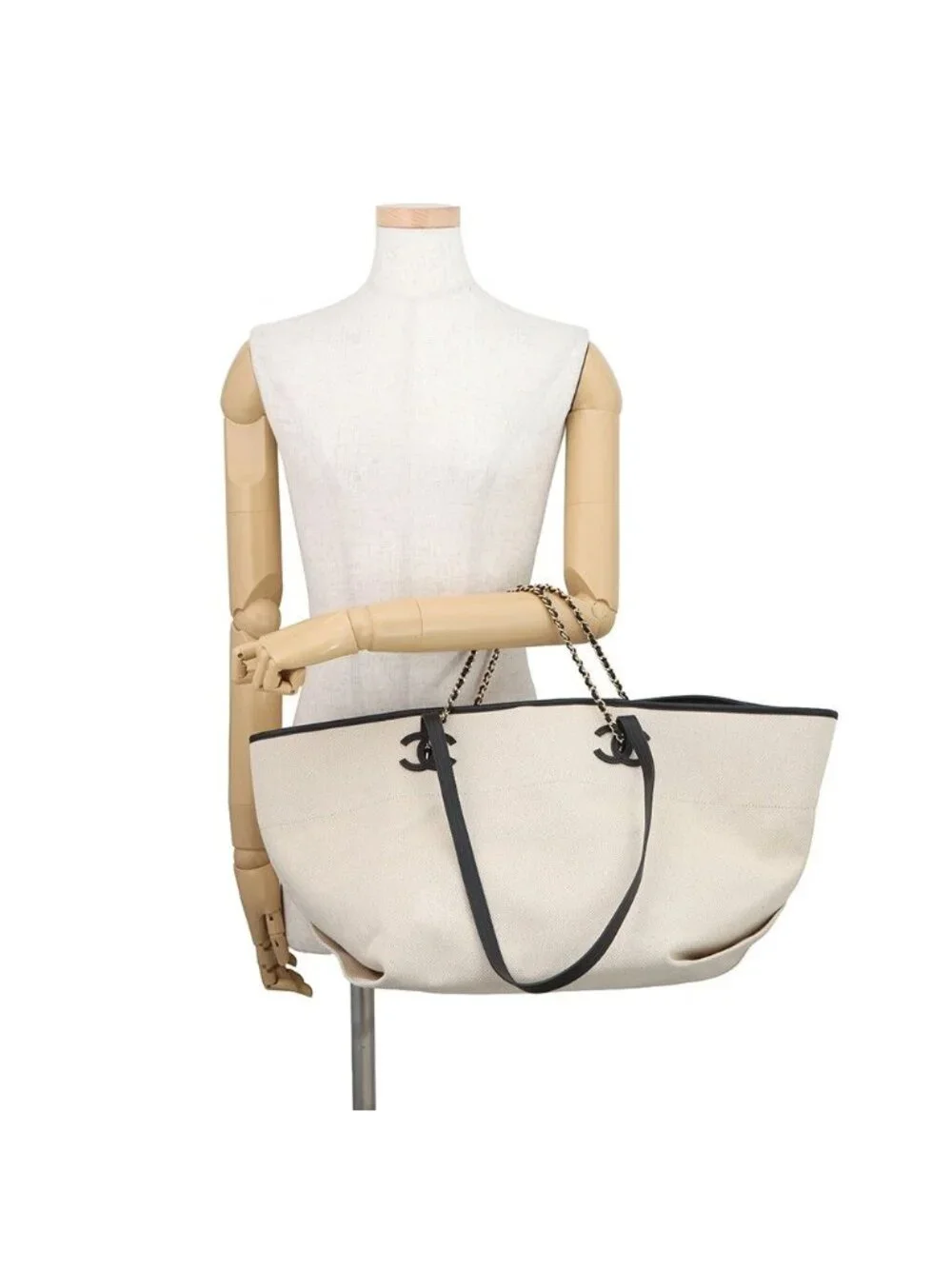 Chanel Tote CC Logo Small Shopping Canvas Calfskin 2-Way